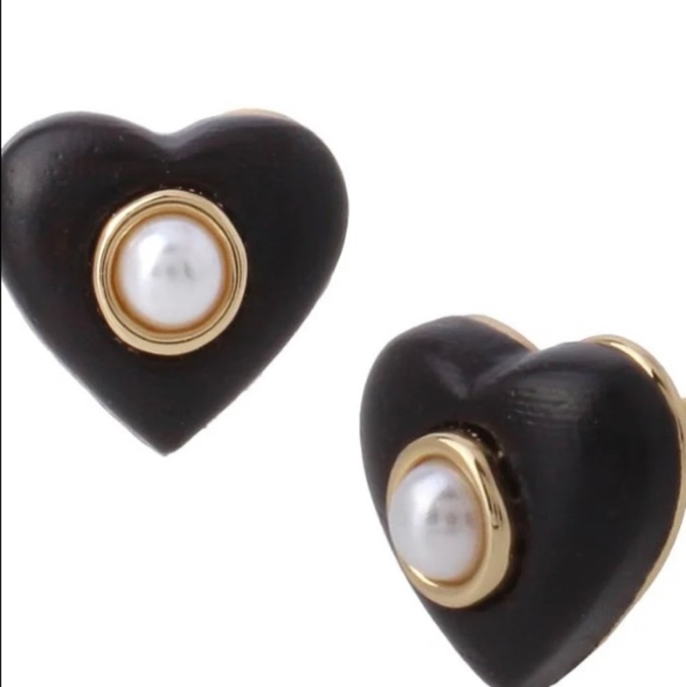 Coach Wooden Heart Stud Earrings